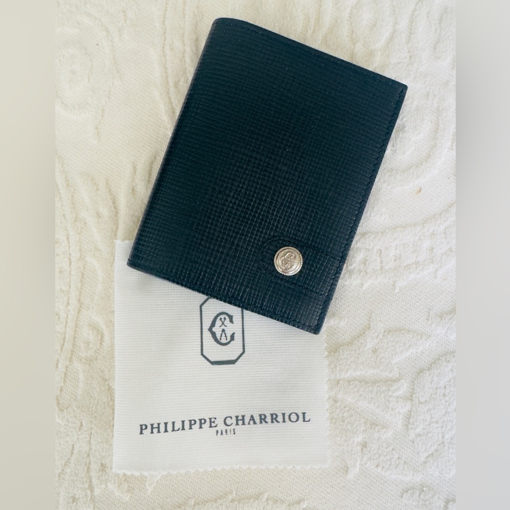 NWO Vintage Philippe Charriol Small Black Leather Notepad Holder